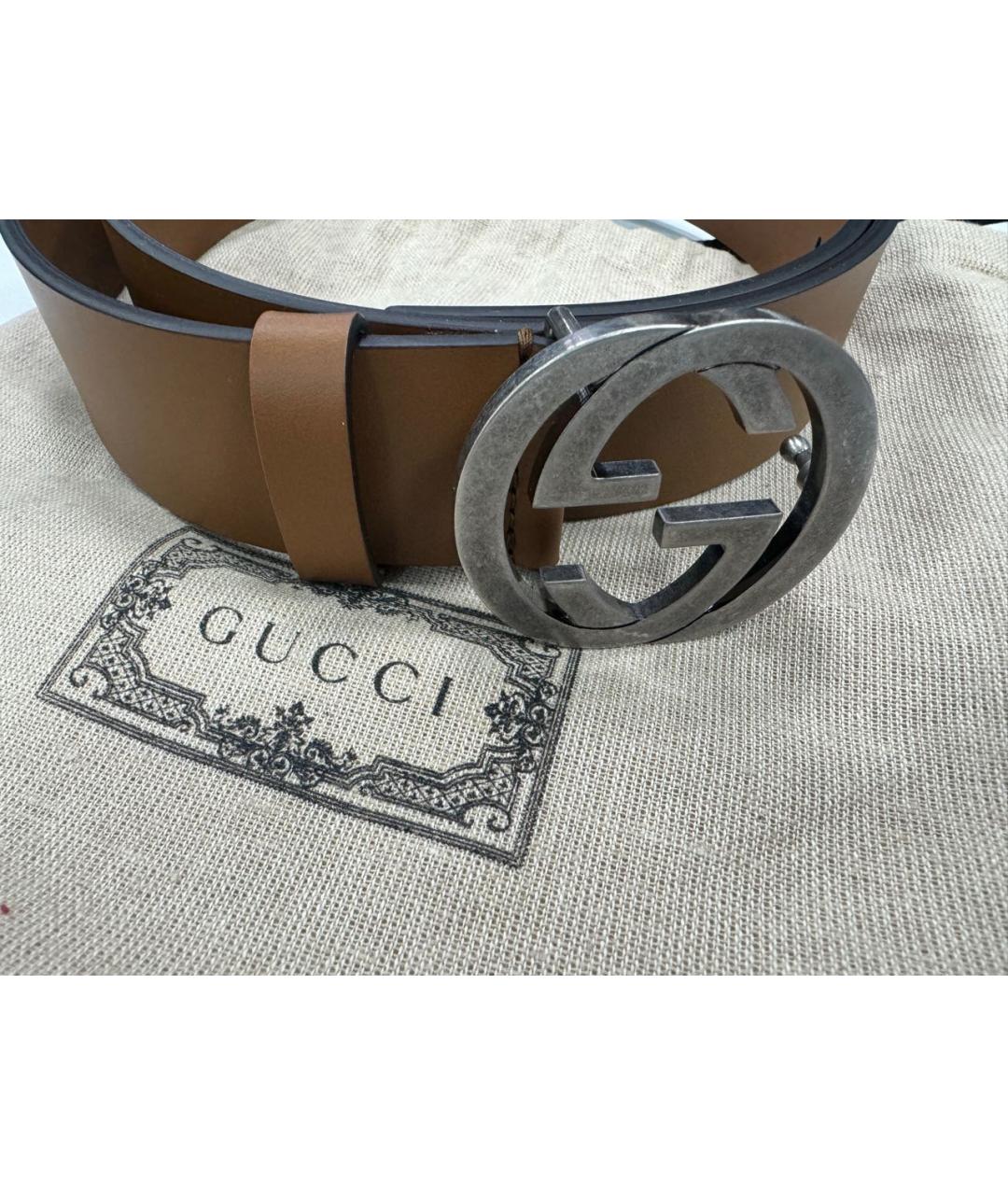 GUCCI Коричневый кожаный ремень, фото 4