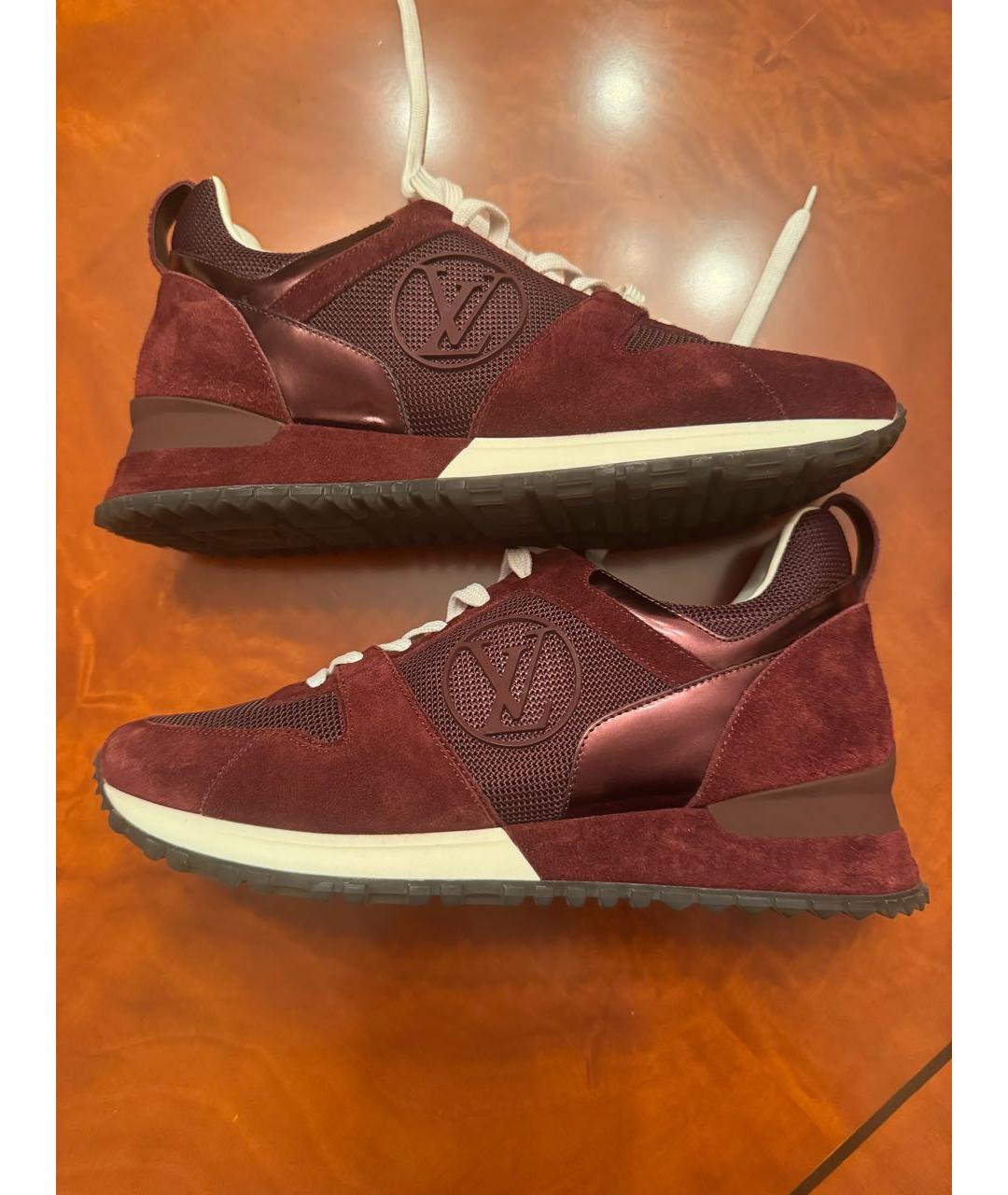 LOUIS VUITTON Бордовые замшевые кроссовки, фото 5