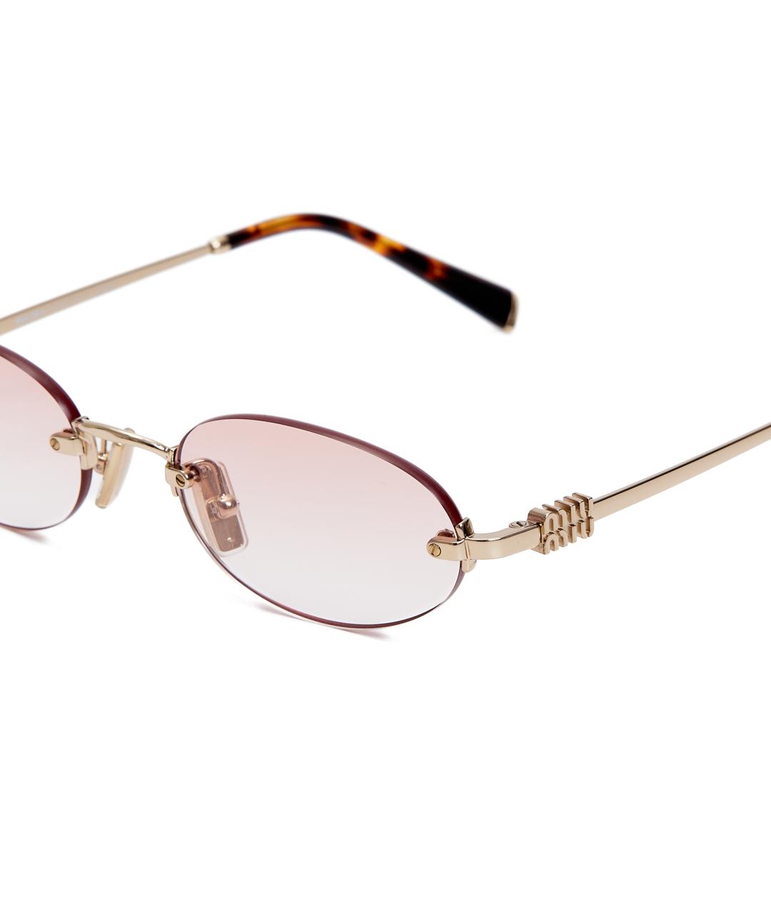 MIU MIU Золотые металлические солнцезащитные очки, фото 4
