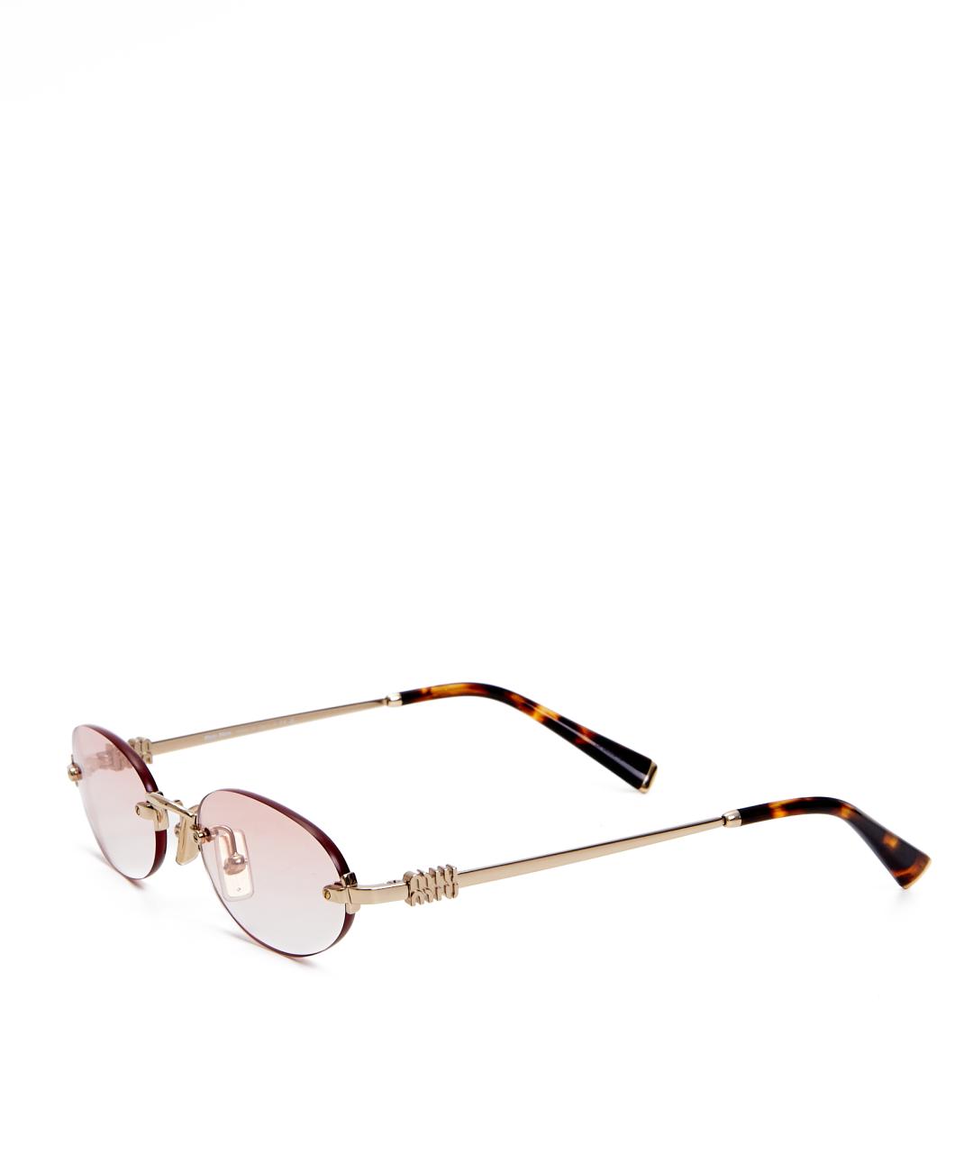 MIU MIU Золотые металлические солнцезащитные очки, фото 2