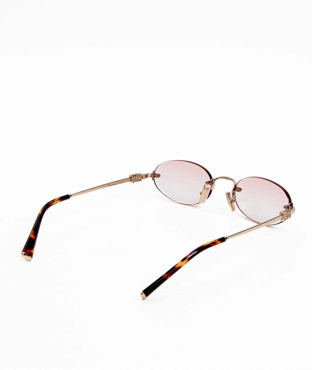 MIU MIU Золотые металлические солнцезащитные очки, фото 3