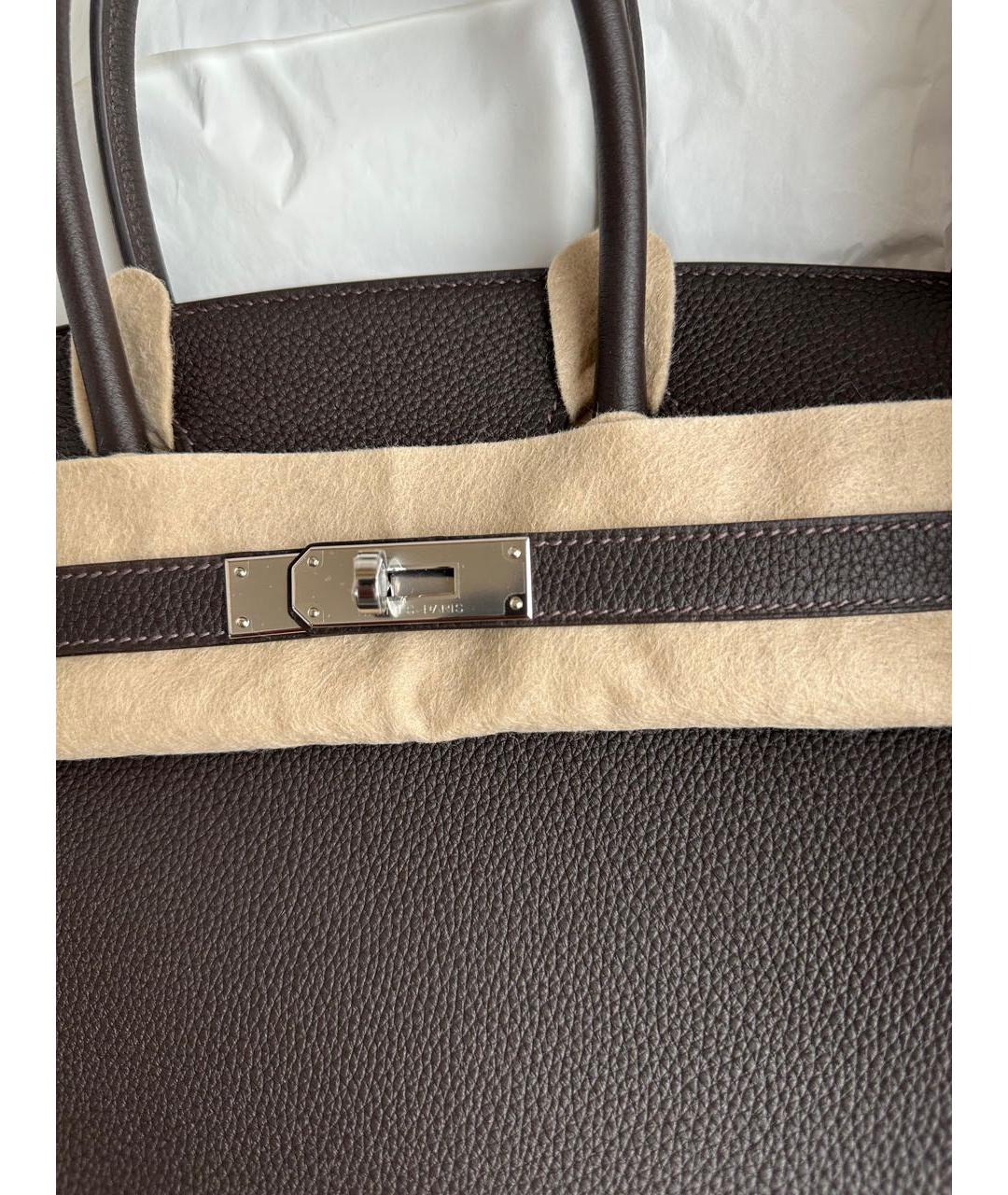 HERMES Коричневая кожаная сумка с короткими ручками, фото 2