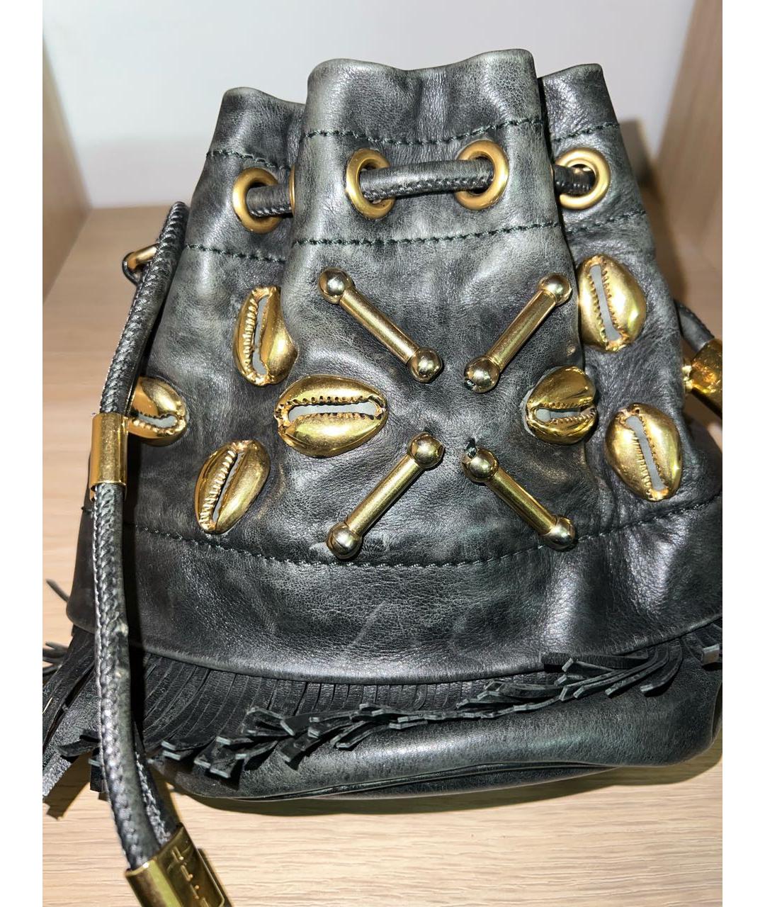 ETRO Антрацитовая кожаная сумка через плечо, фото 3