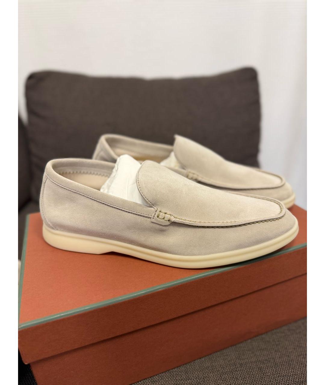 LORO PIANA Бежевые замшевые лоферы, фото 4