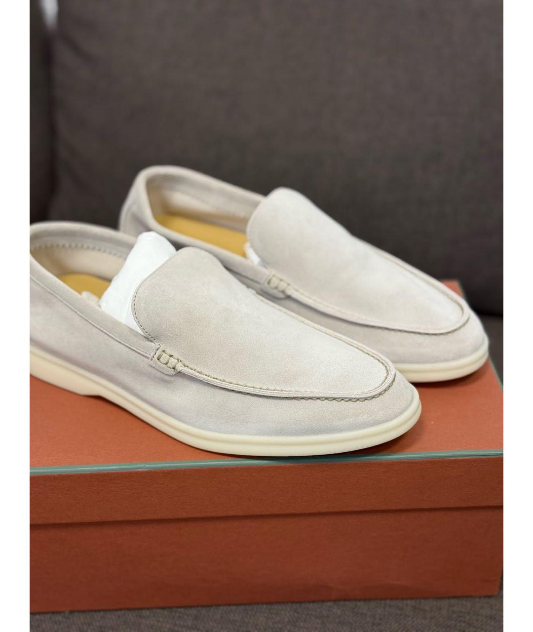 LORO PIANA Бежевые замшевые лоферы, фото 3