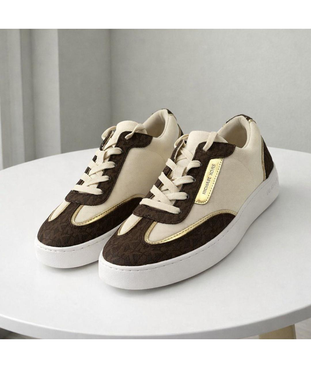 MICHAEL KORS Бежевые текстильные кеды, фото 2