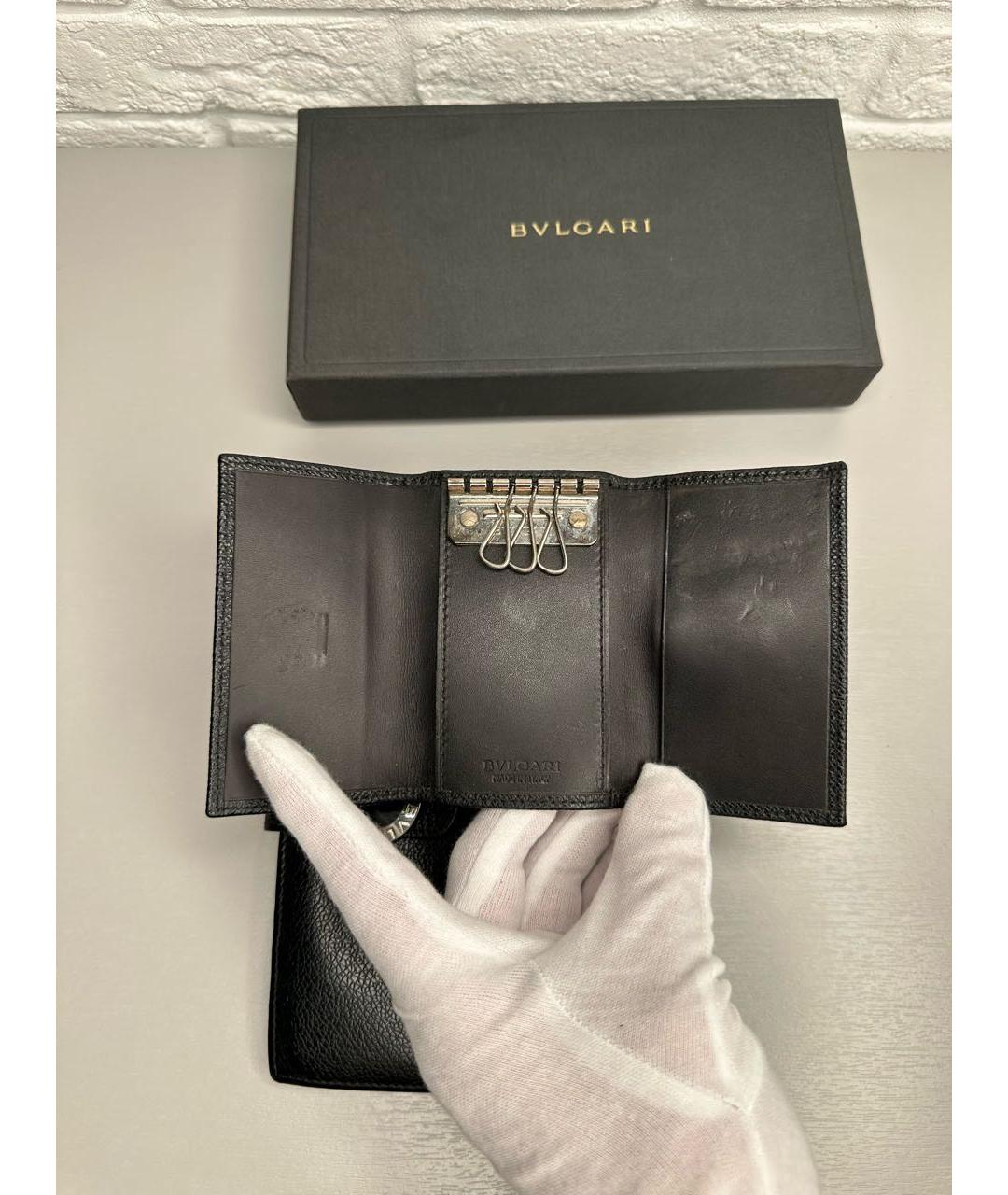 BVLGARI Черный кожаный кошелек, фото 5