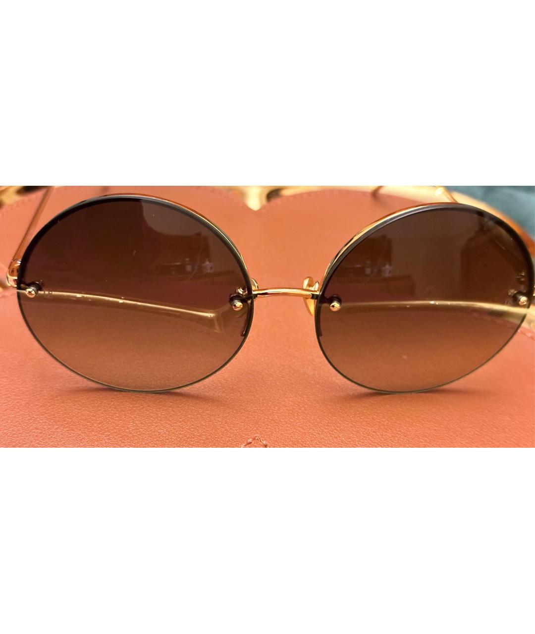 LINDA FARROW Хаки металлические солнцезащитные очки, фото 2