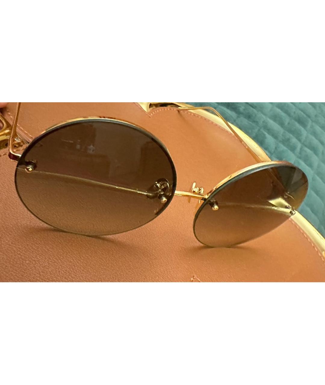 LINDA FARROW Хаки металлические солнцезащитные очки, фото 3