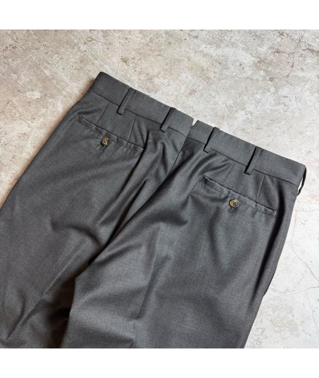 LORO PIANA Антрацитовые шерстяные классические брюки, фото 6