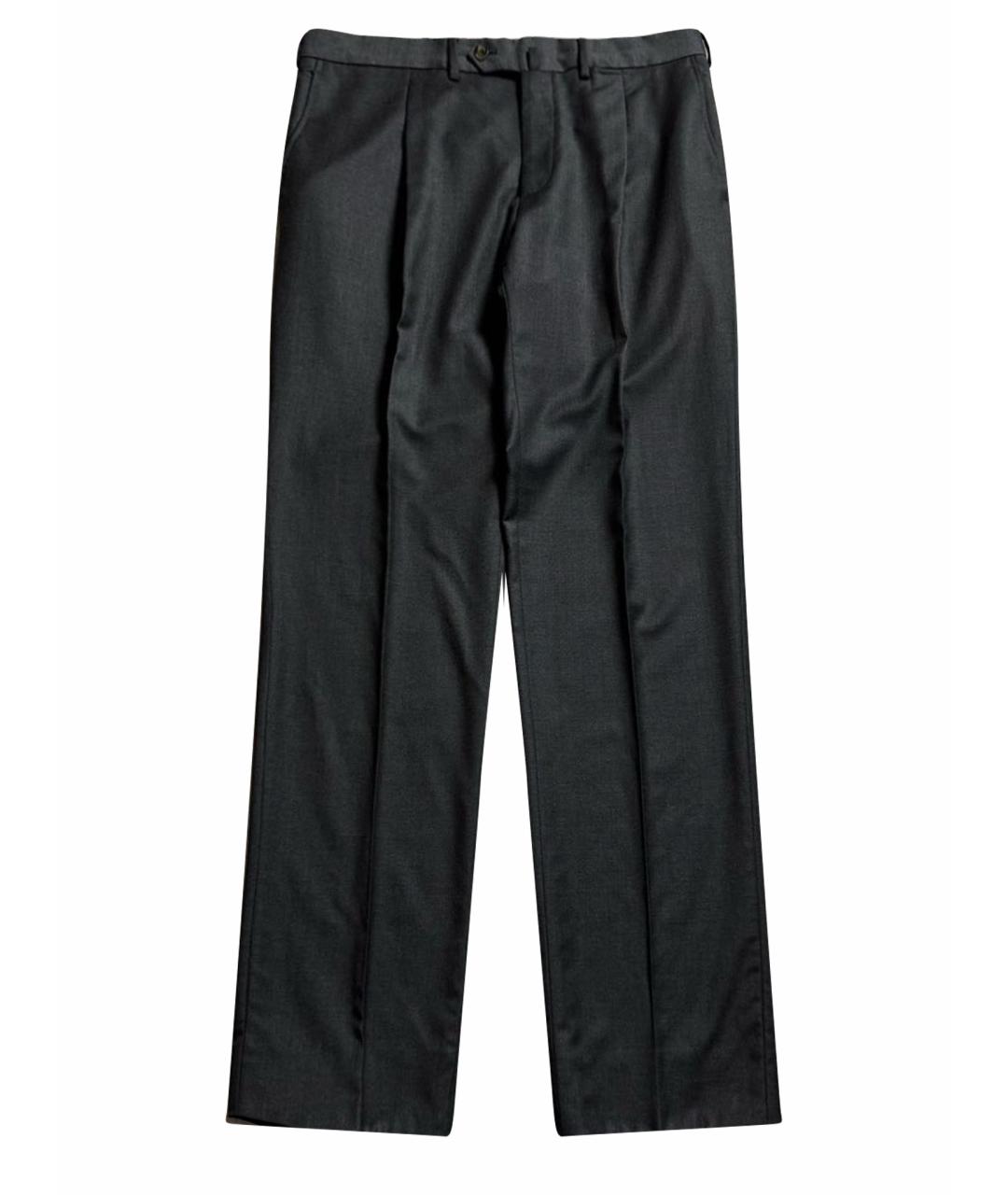 LORO PIANA Антрацитовые шерстяные классические брюки, фото 1