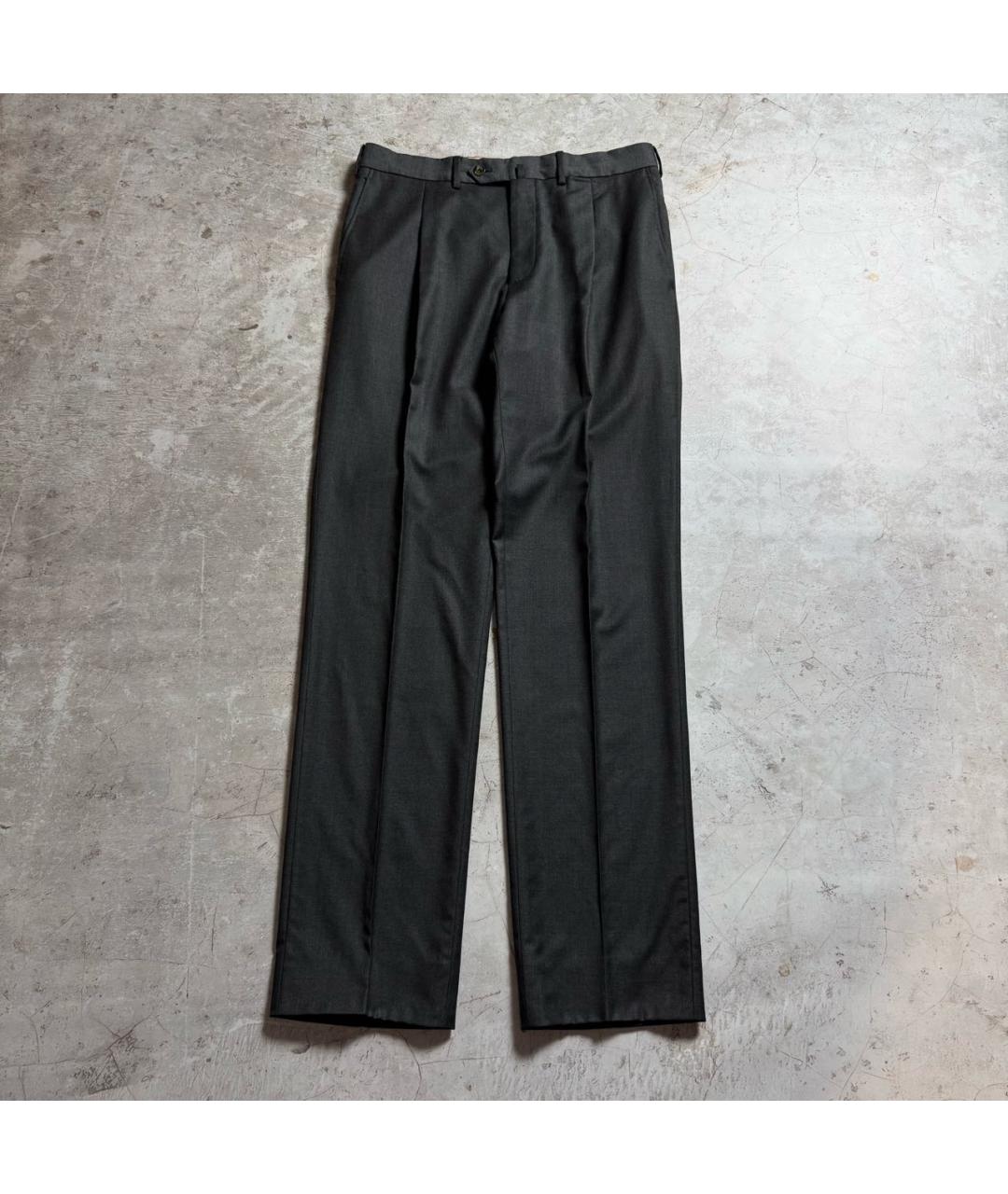 LORO PIANA Антрацитовые шерстяные классические брюки, фото 9