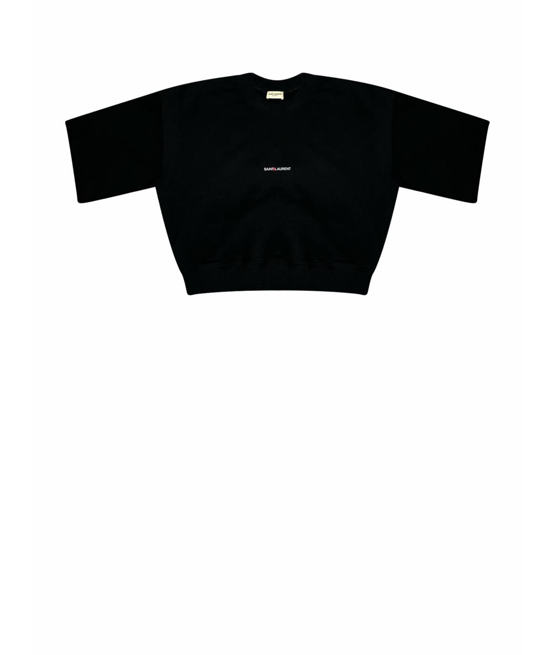 SAINT LAURENT Черная хлопковая футболка, фото 1