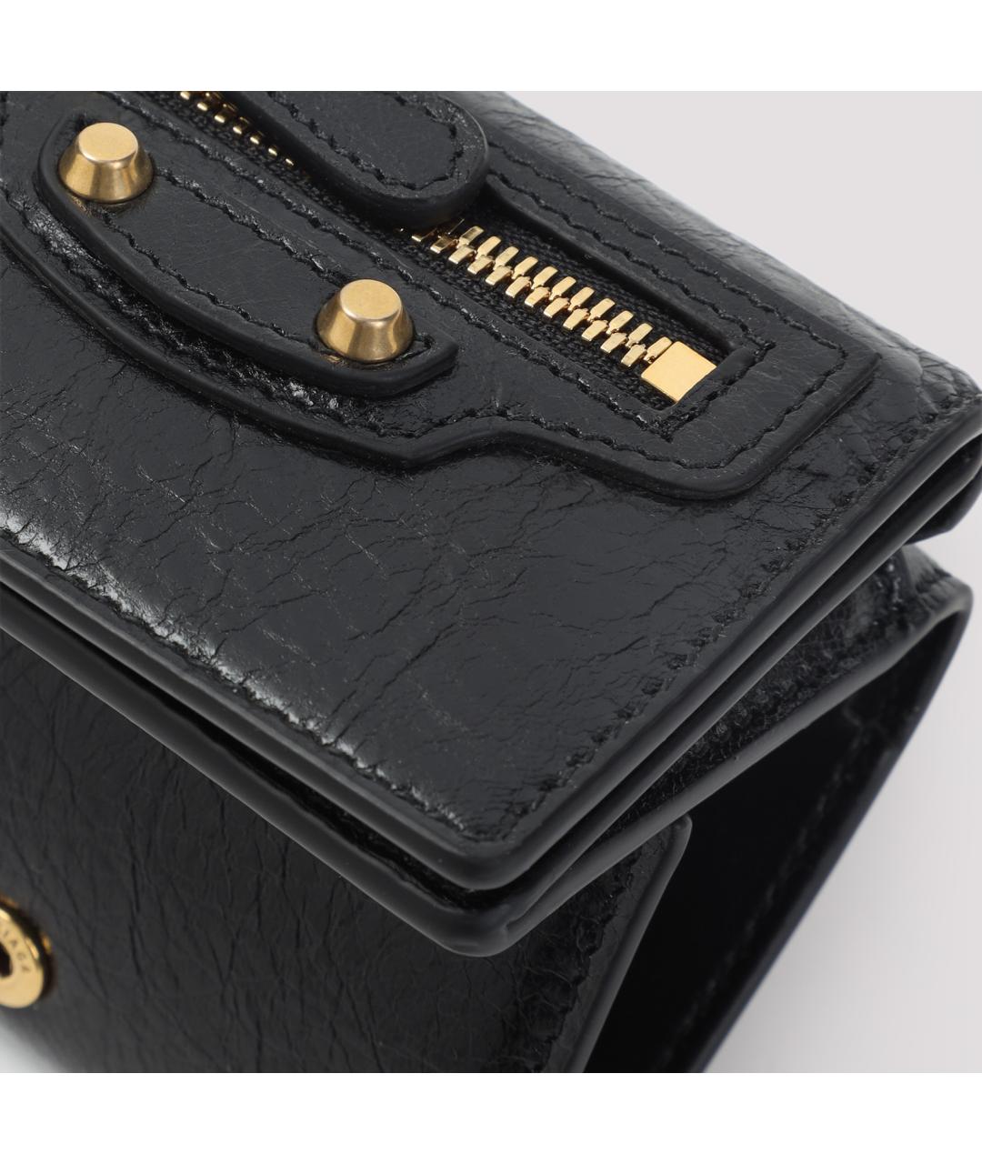 BALENCIAGA Черный кожаный кошелек, фото 5