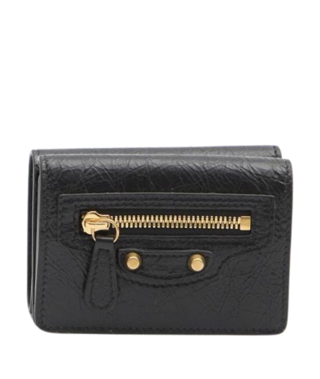 BALENCIAGA Черный кожаный кошелек, фото 1