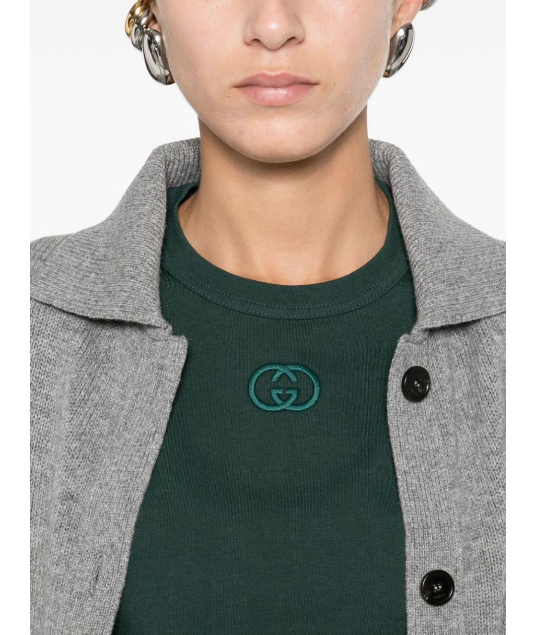 GUCCI Зеленая хлопковая футболка, фото 5