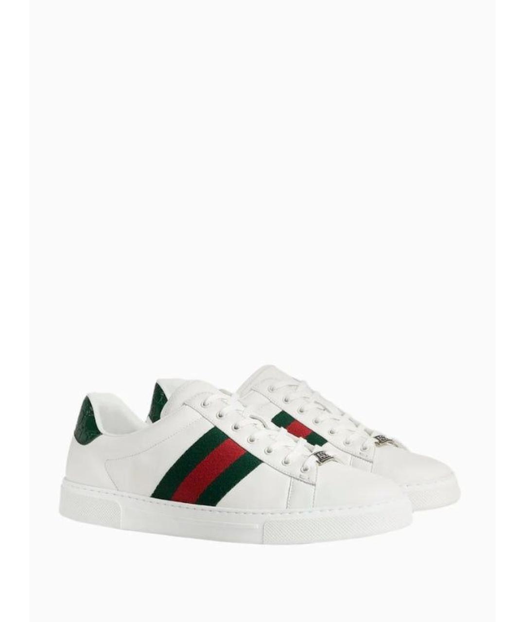 GUCCI Белые кожаные низкие кроссовки / кеды, фото 2