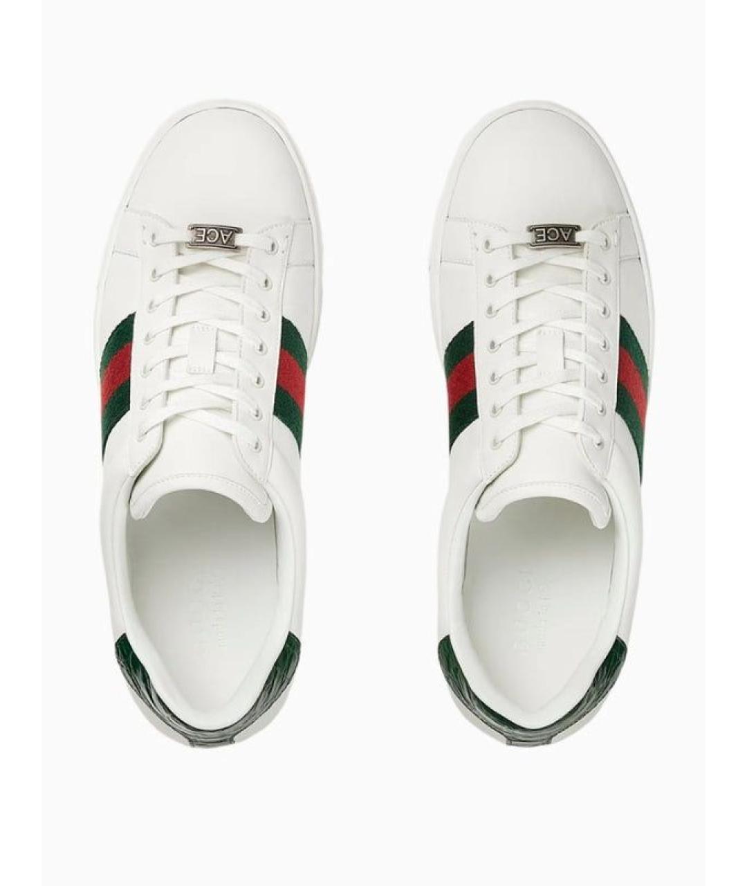 GUCCI Белые кожаные низкие кроссовки / кеды, фото 5