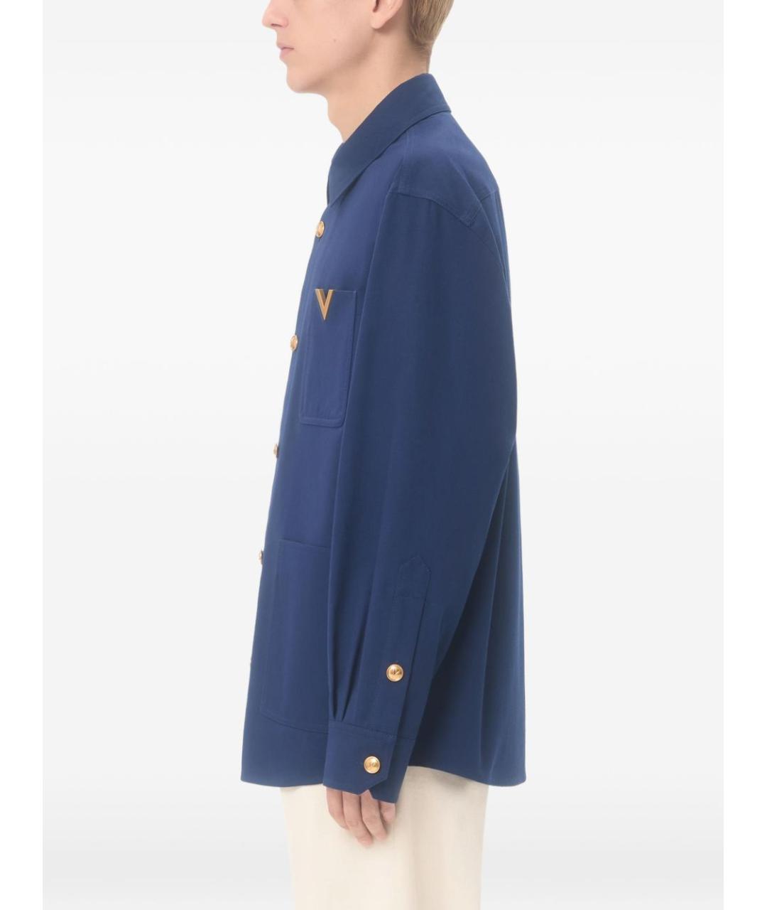 VALENTINO Синяя хлопковая кэжуал рубашка, фото 4