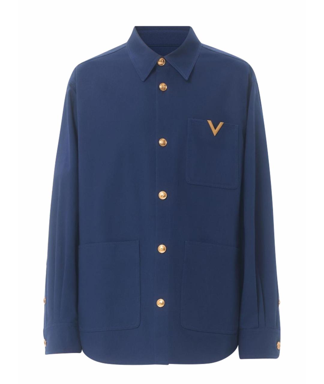 VALENTINO Синяя хлопковая кэжуал рубашка, фото 1