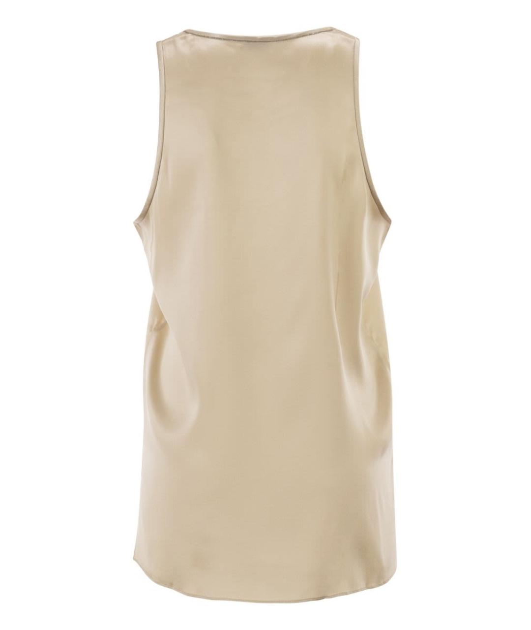 BRUNELLO CUCINELLI Бежевая шелковая майка, фото 2