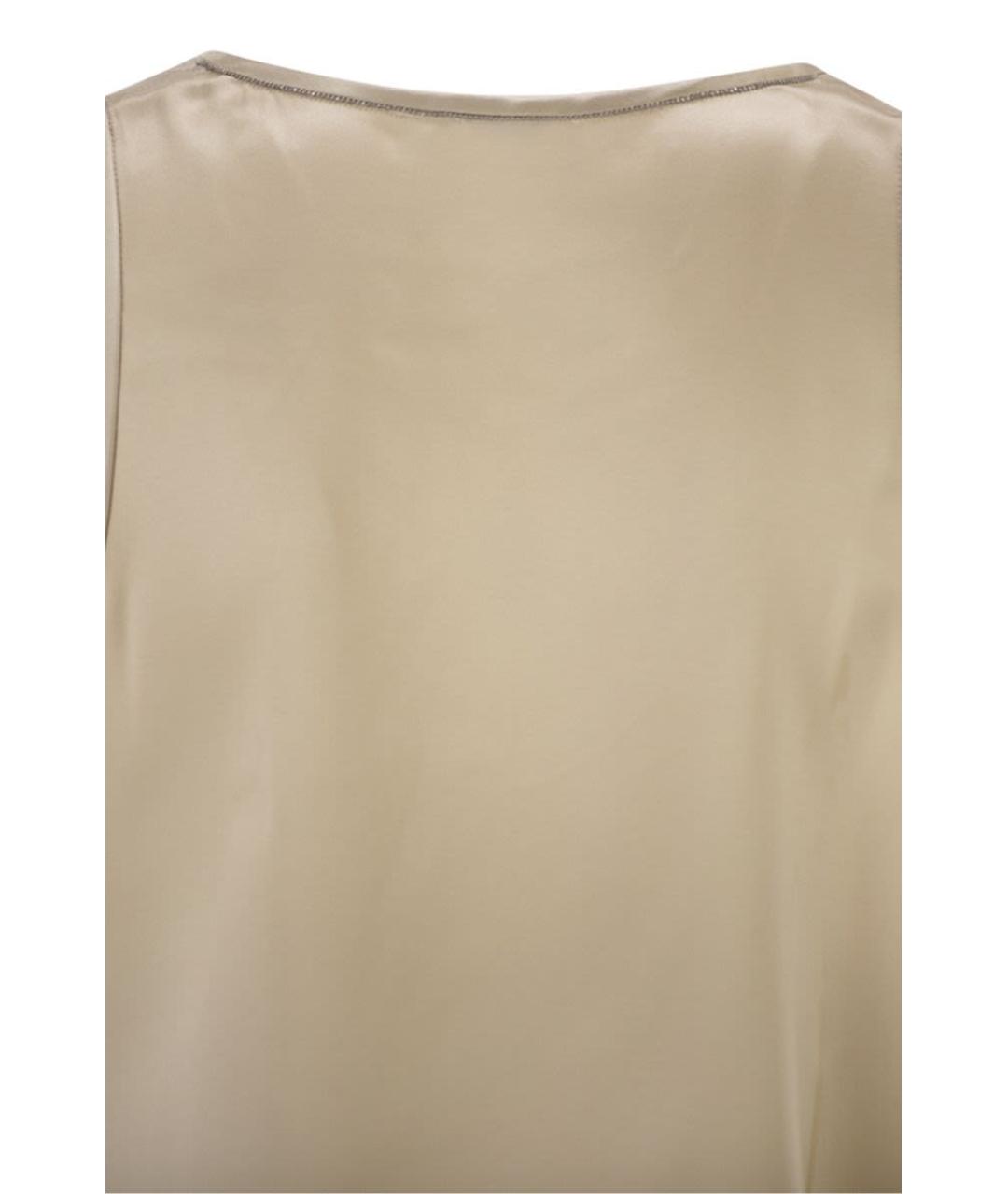 BRUNELLO CUCINELLI Бежевая шелковая майка, фото 4