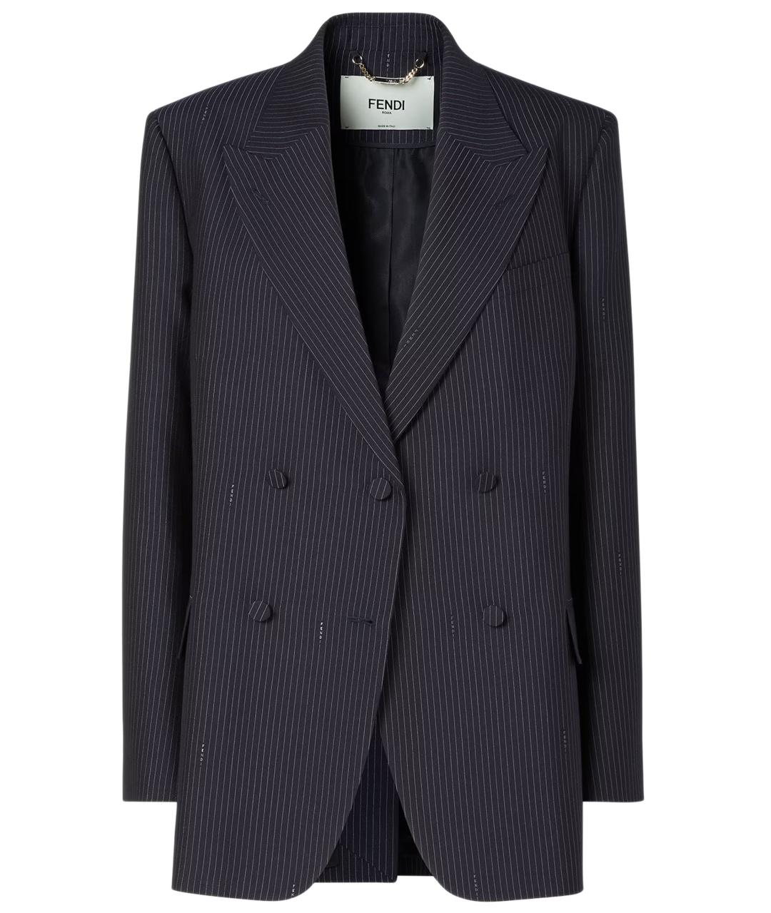 FENDI Темно-синий шерстяной жакет/пиджак, фото 1