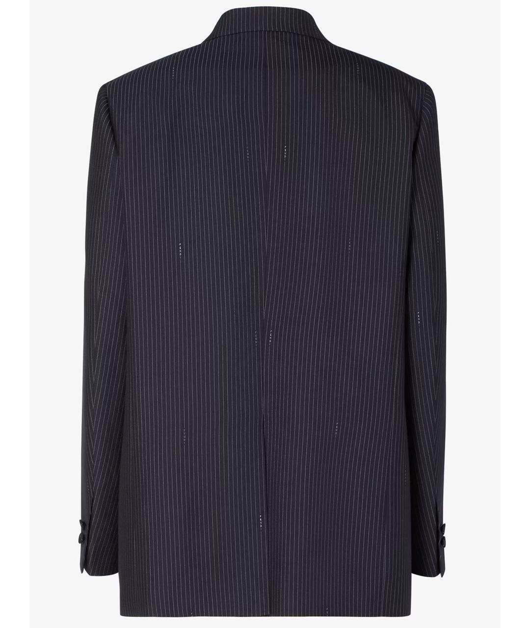 FENDI Темно-синий шерстяной жакет/пиджак, фото 4