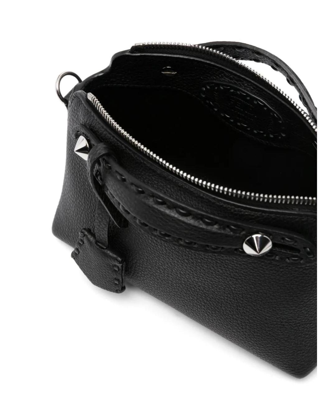 FENDI Черная кожаная сумка с короткими ручками, фото 5