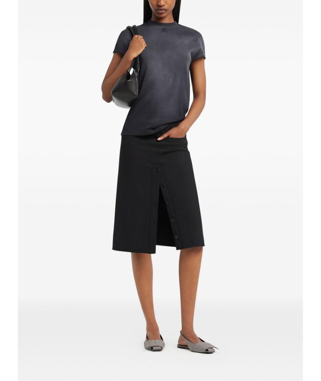 COURREGES Черная хлопковая футболка, фото 3