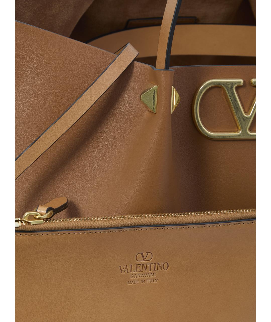 VALENTINO Коричневая кожаная сумка тоут, фото 4