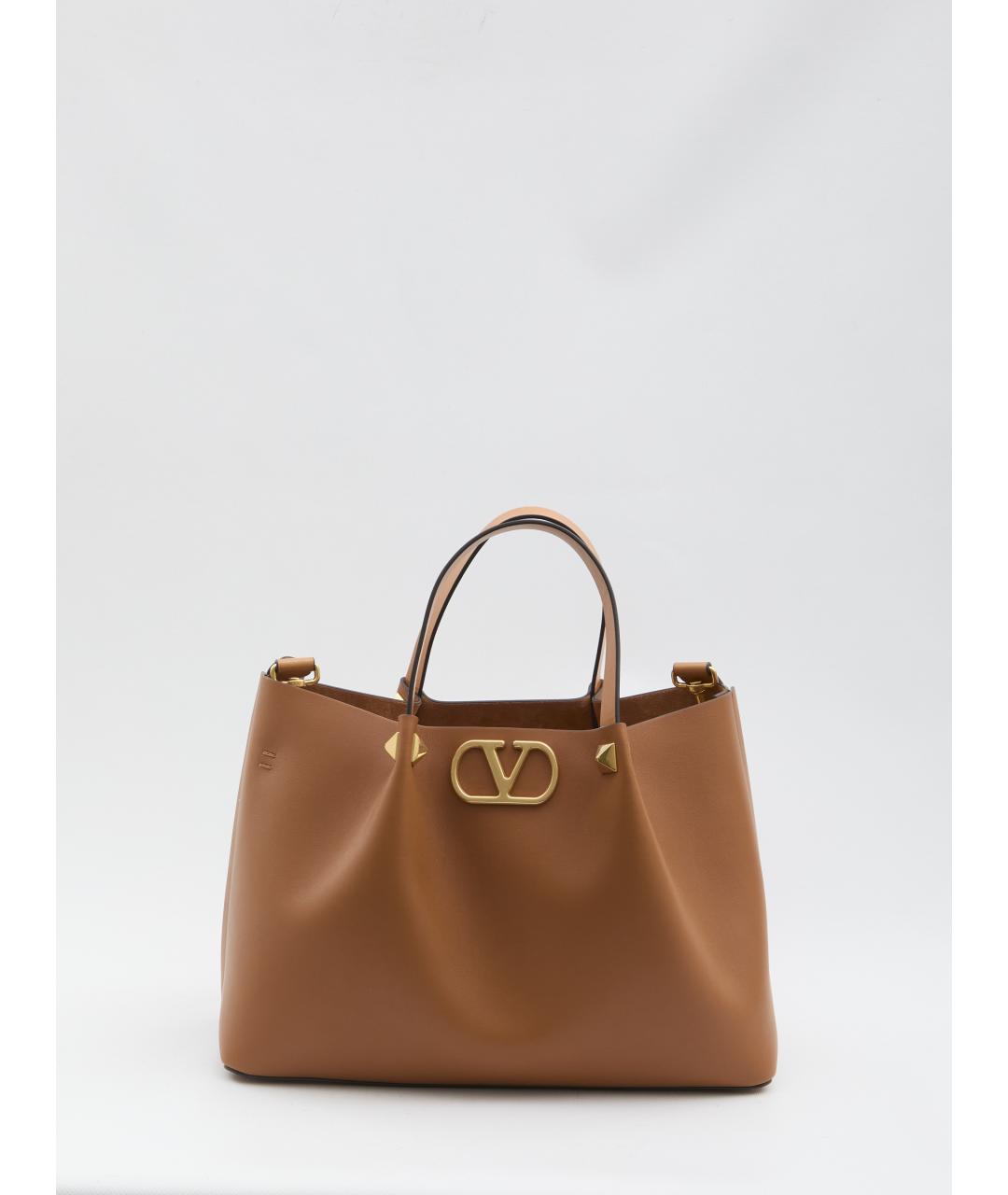 VALENTINO Коричневая кожаная сумка тоут, фото 5