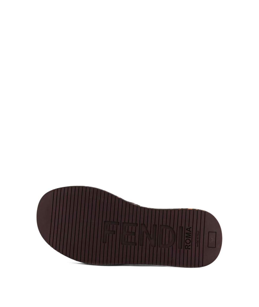 FENDI Коричневые текстильные сандалии, фото 2