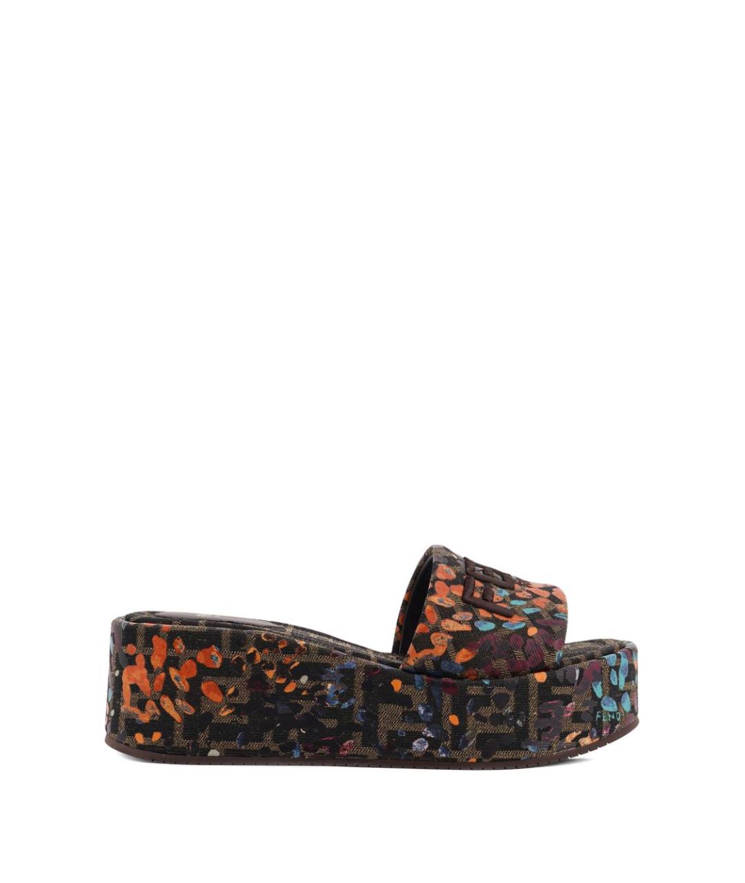 FENDI Коричневые текстильные сандалии, фото 4