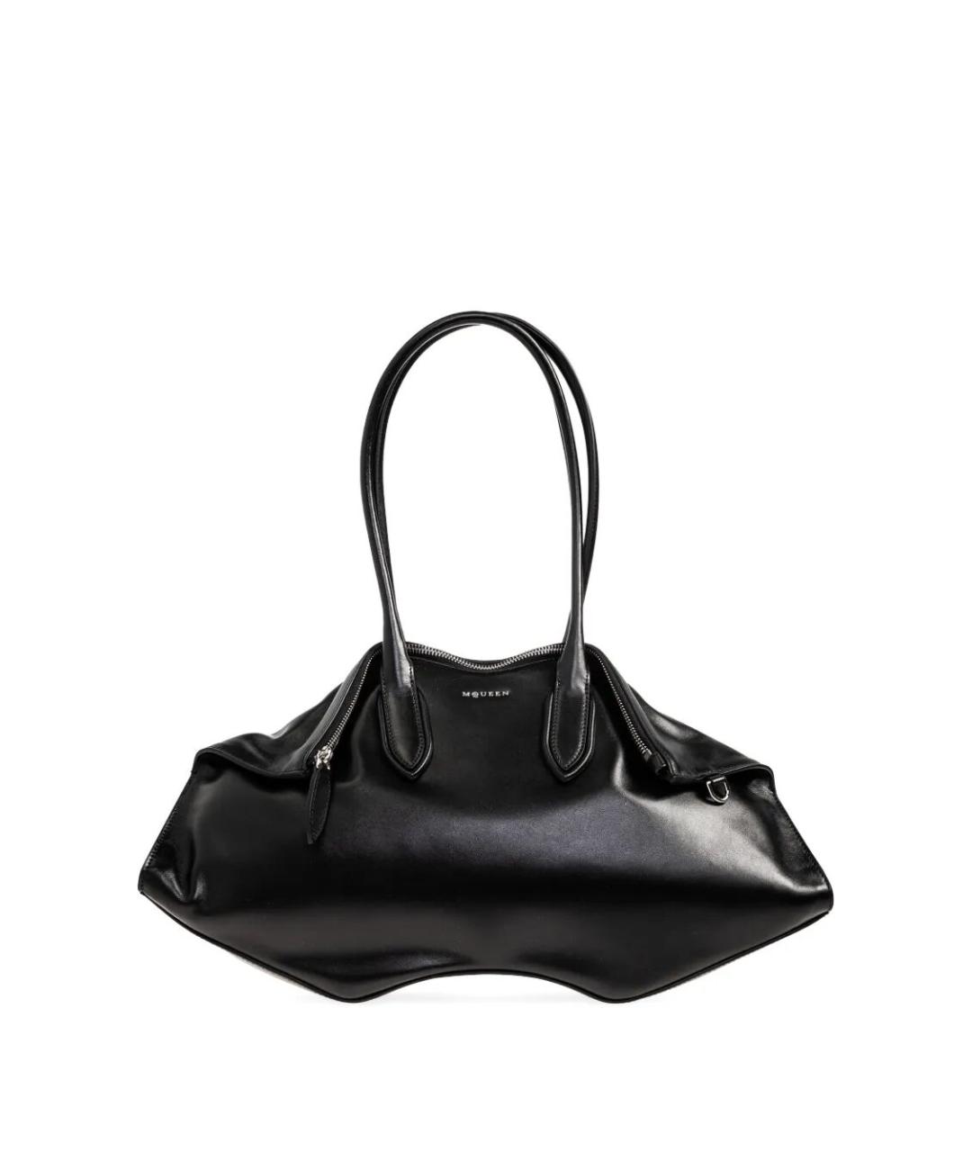 ALEXANDER MCQUEEN Черная кожаная сумка с короткими ручками, фото 1