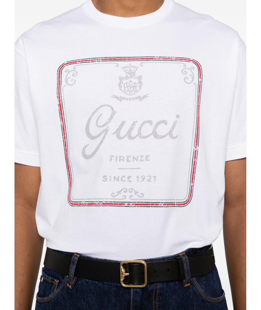 GUCCI Белая хлопковая футболка, фото 4