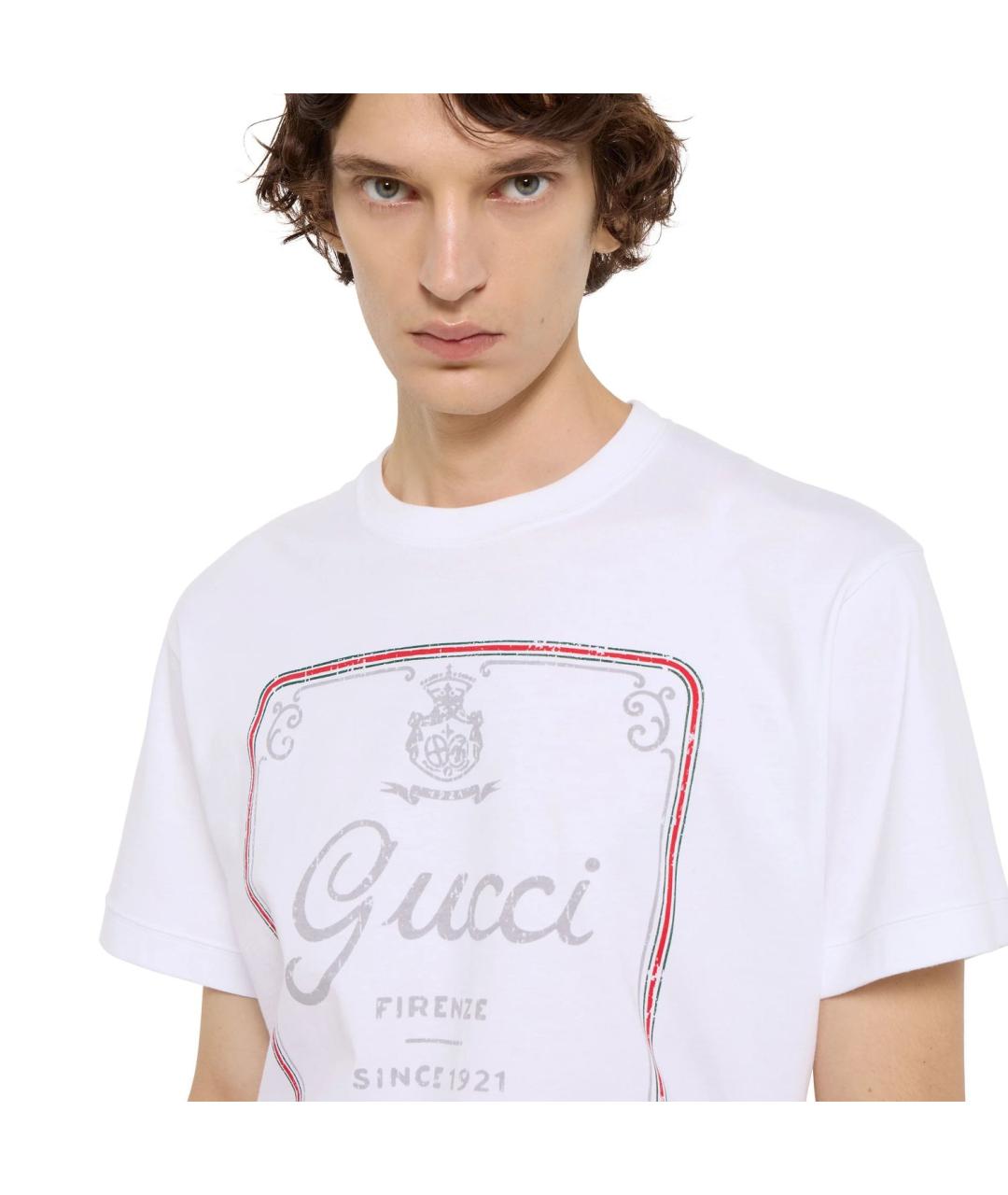 GUCCI Белая хлопковая футболка, фото 3