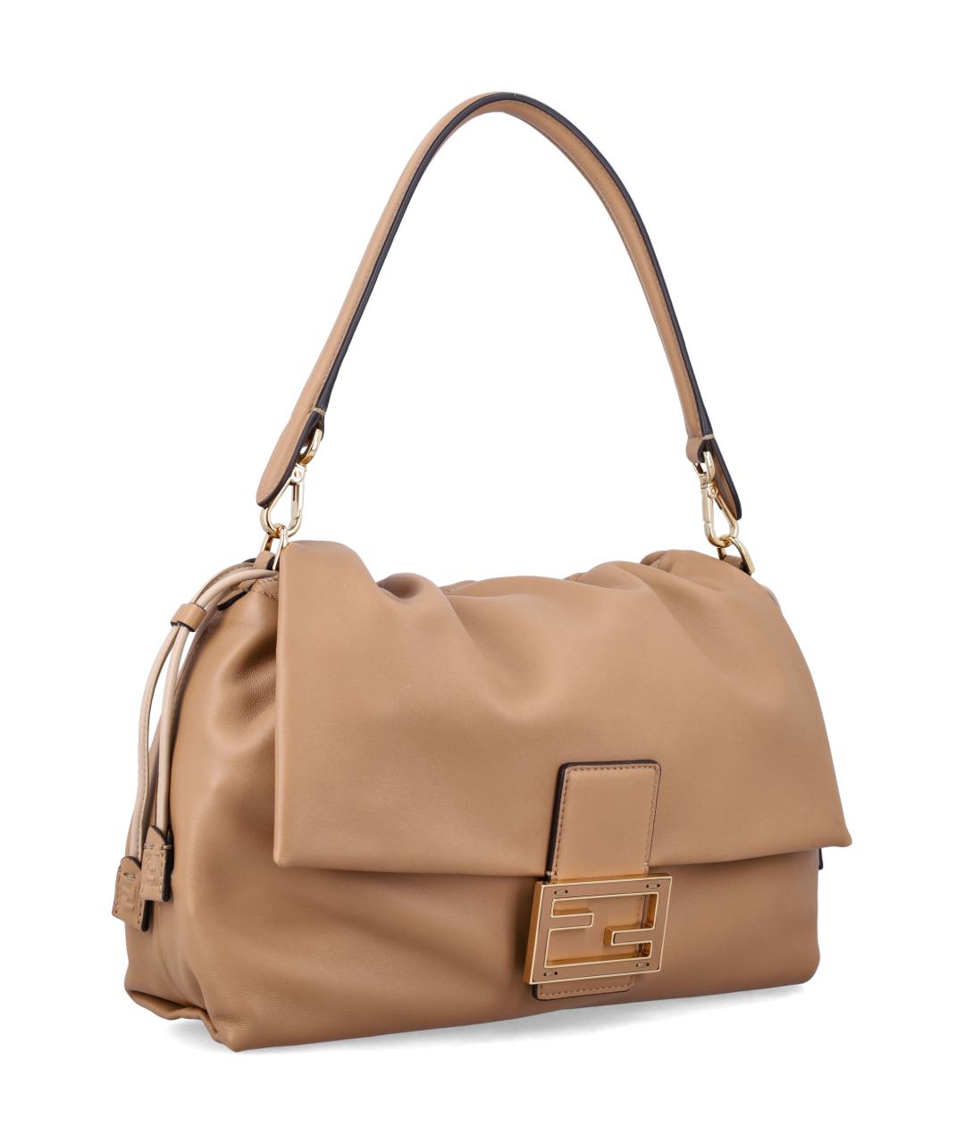 FENDI Коричневая кожаная сумка с короткими ручками, фото 2