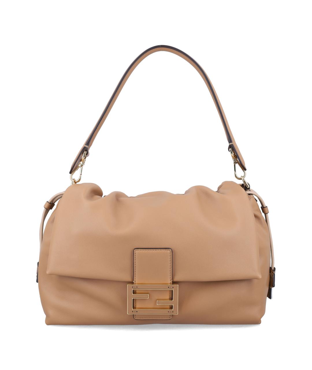 FENDI Коричневая кожаная сумка с короткими ручками, фото 1
