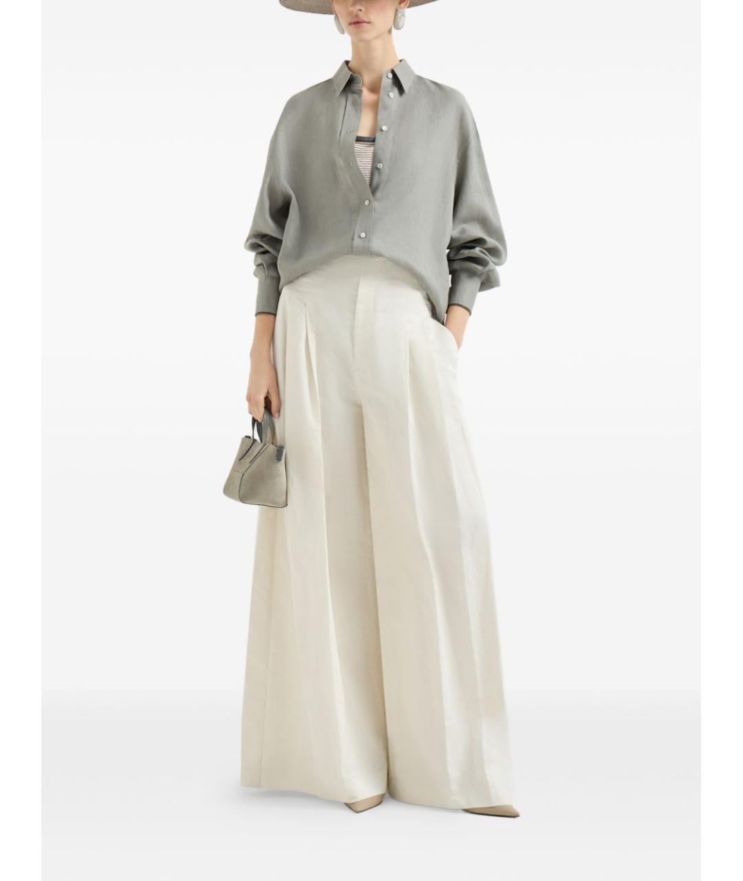 BRUNELLO CUCINELLI Хаки льняная рубашка, фото 3