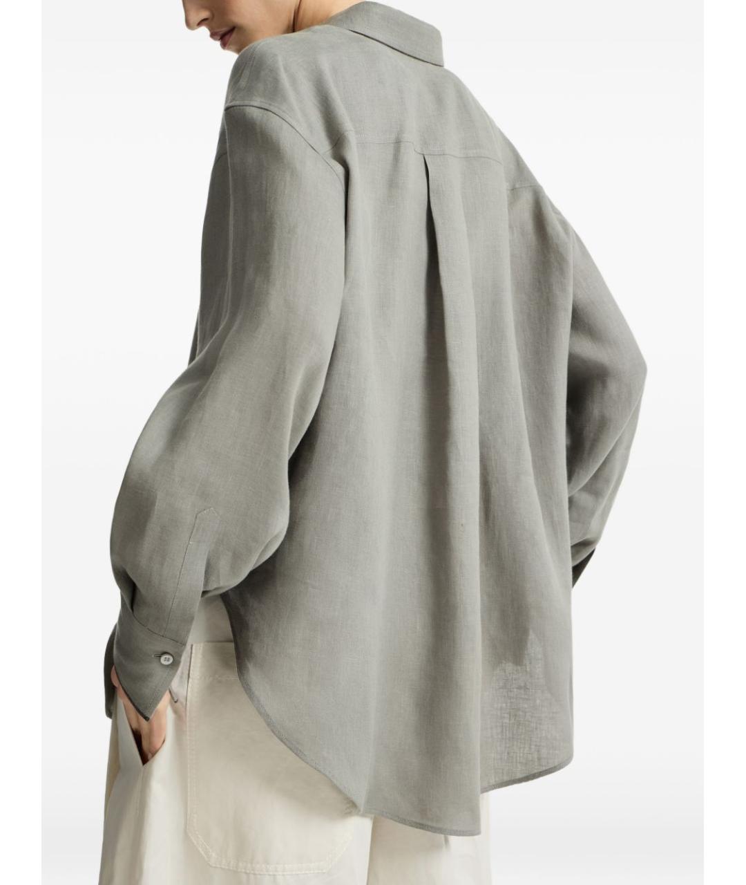 BRUNELLO CUCINELLI Хаки льняная рубашка, фото 5