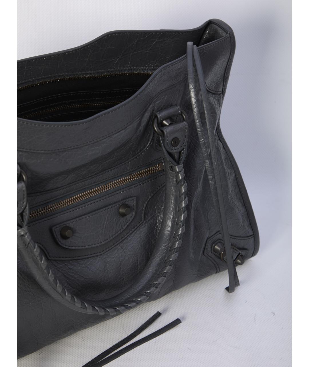 BALENCIAGA Серая кожаная сумка тоут, фото 4