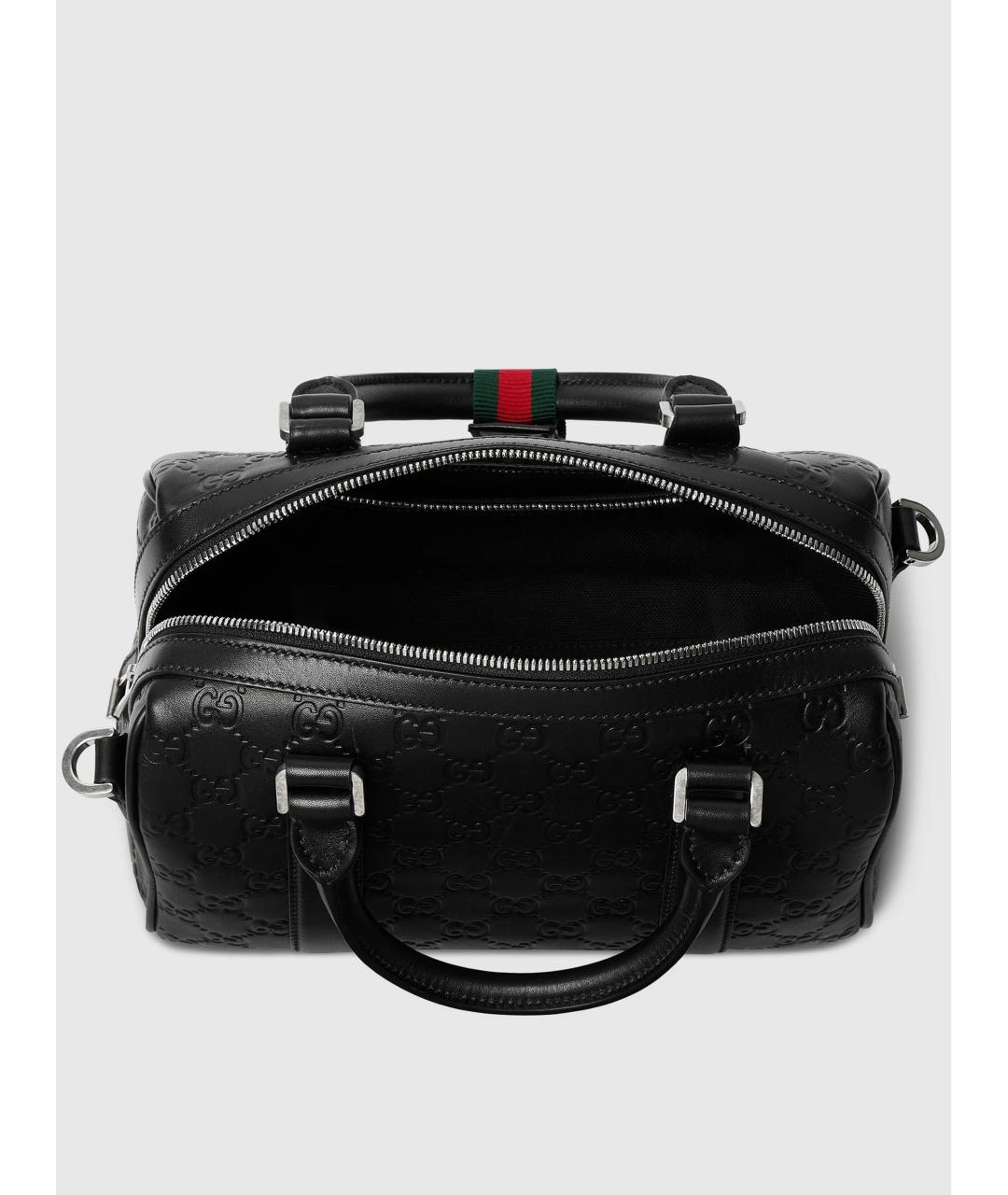 GUCCI Черная кожаная сумка тоут, фото 5