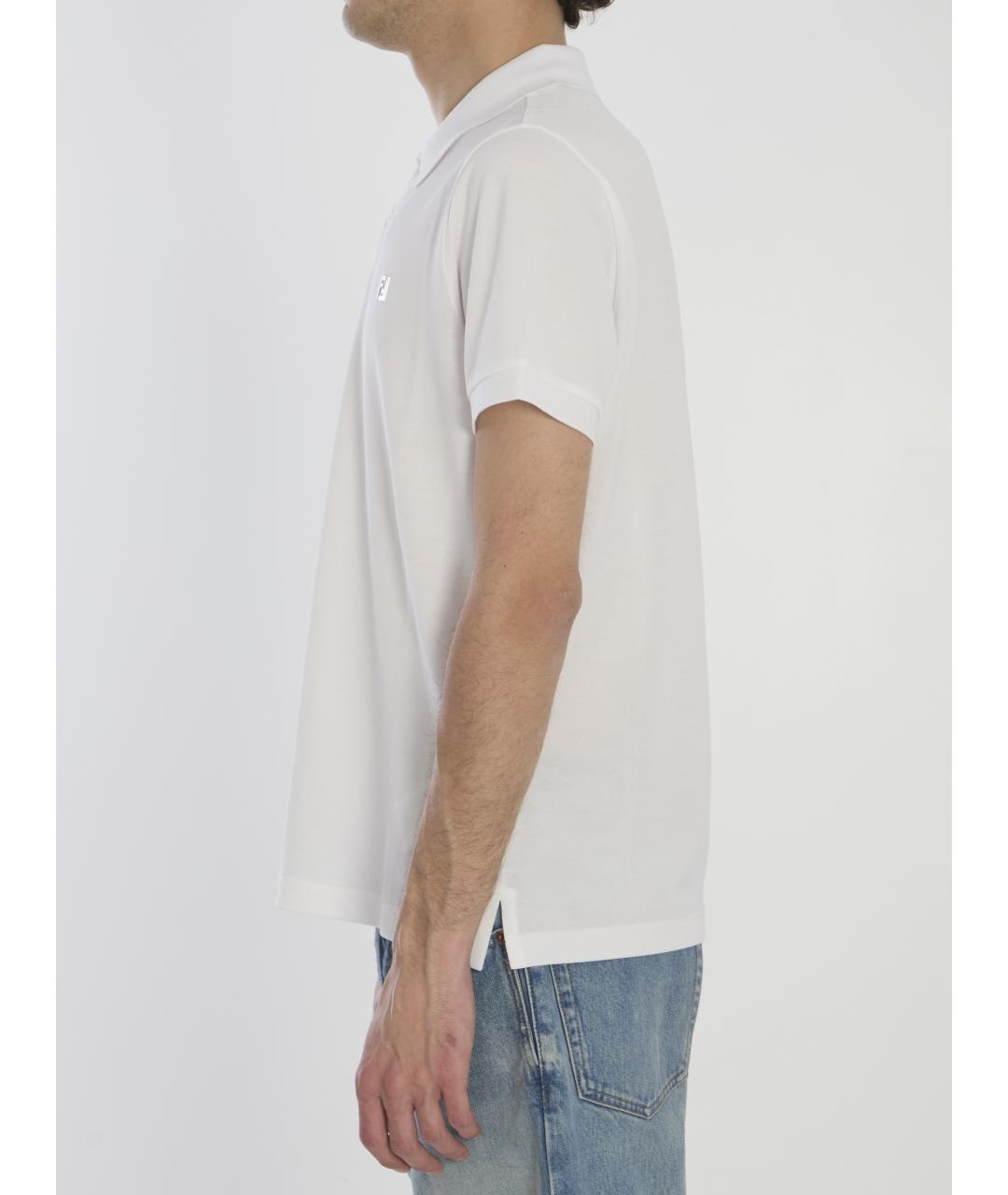 FENDI Белое хлопковое поло с коротким рукавом, фото 3