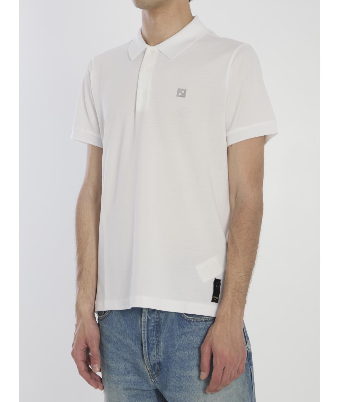 FENDI Белое хлопковое поло с коротким рукавом, фото 2