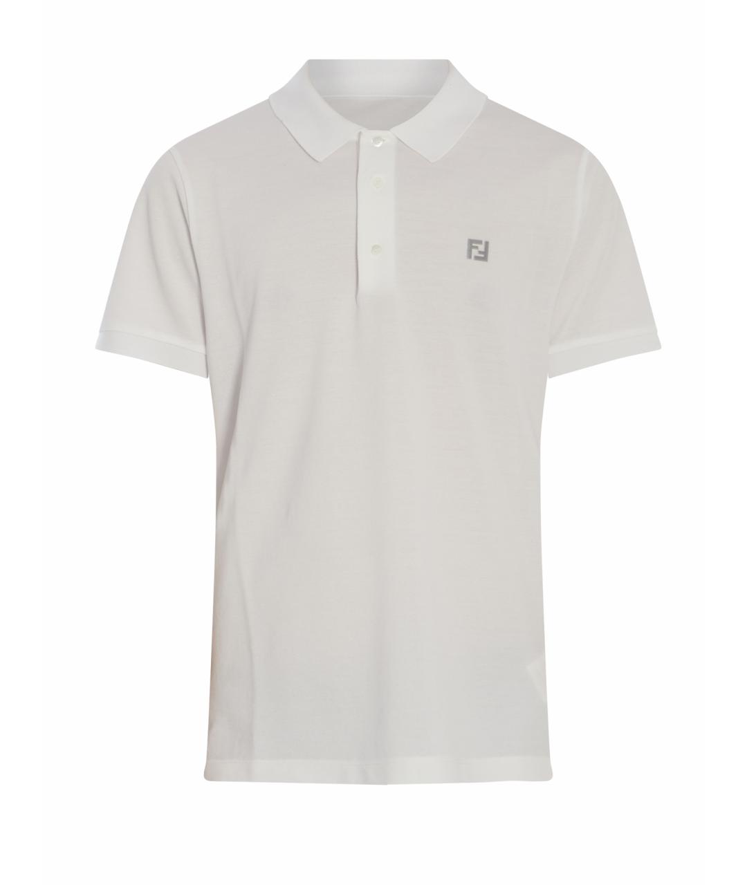 FENDI Белое хлопковое поло с коротким рукавом, фото 1
