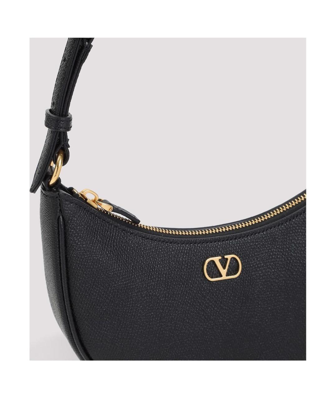 VALENTINO Черная кожаная сумка с короткими ручками, фото 3