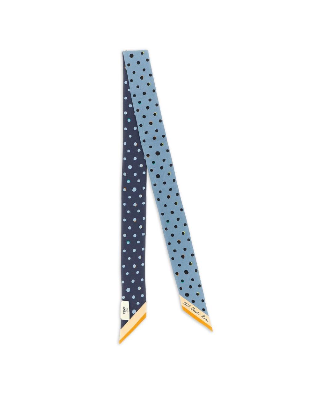 FENDI Синий шелковый шарф, фото 1