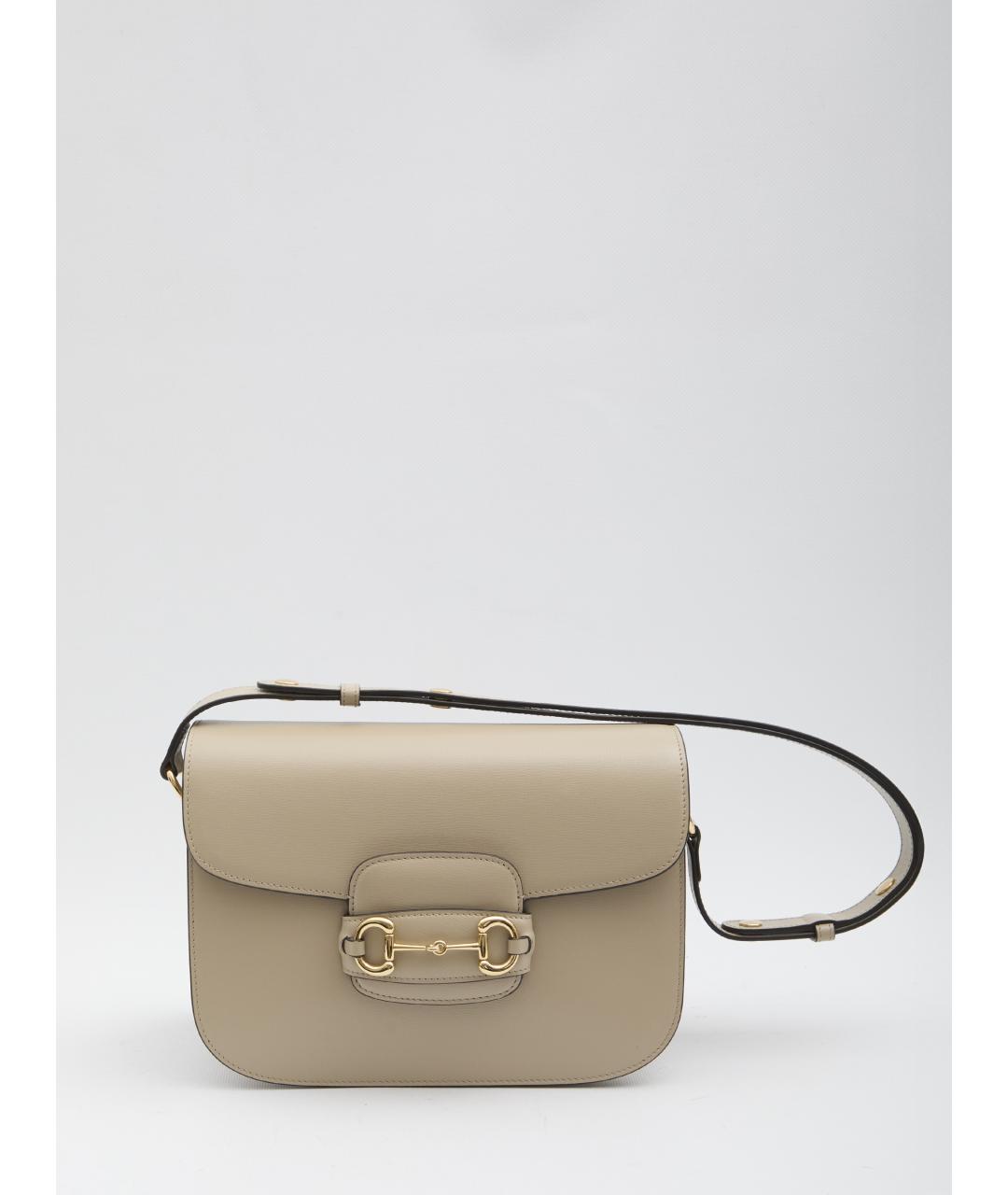 GUCCI Бежевая кожаная сумка с короткими ручками, фото 2