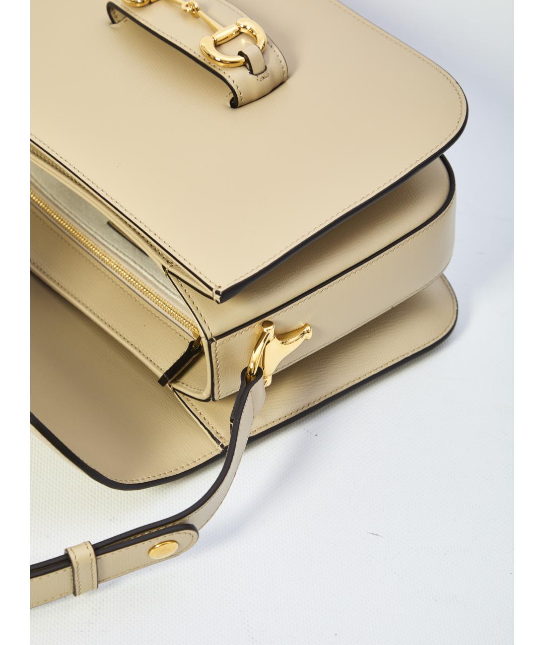 GUCCI Бежевая кожаная сумка с короткими ручками, фото 5